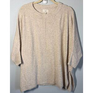Lou & Gray Phoncho Style Sweater Womens XS/S Oatmeal Crewneck Minimalist Cozy